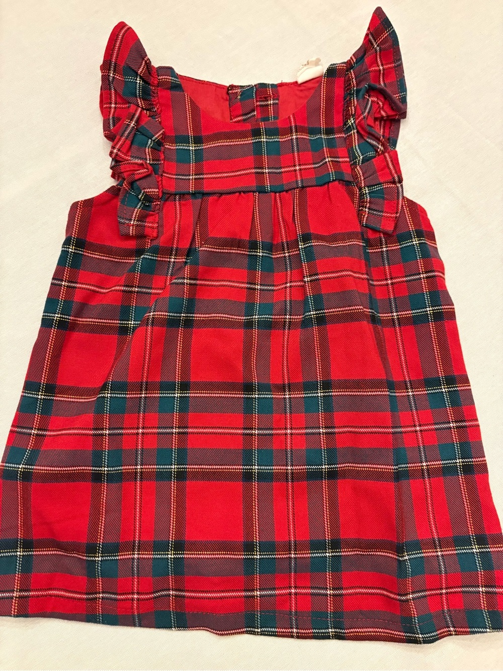 H&M Red Plaid Ruffle Sleeve Dress